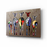 Colorful Zebras Glass Wall Art.